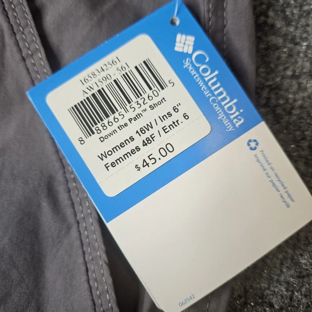 NWT Columbia Womens Down The Path Shorts Plus Size 16W Outdoors‎ Hiking Travel